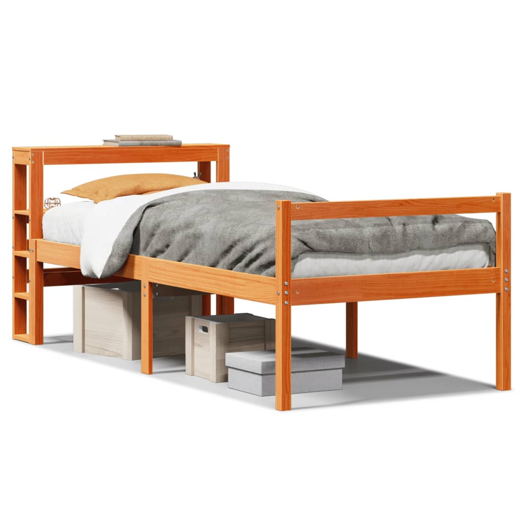 vidaXL Bed Frame with Headboard without Mattress Wax Brown 75x190 cm