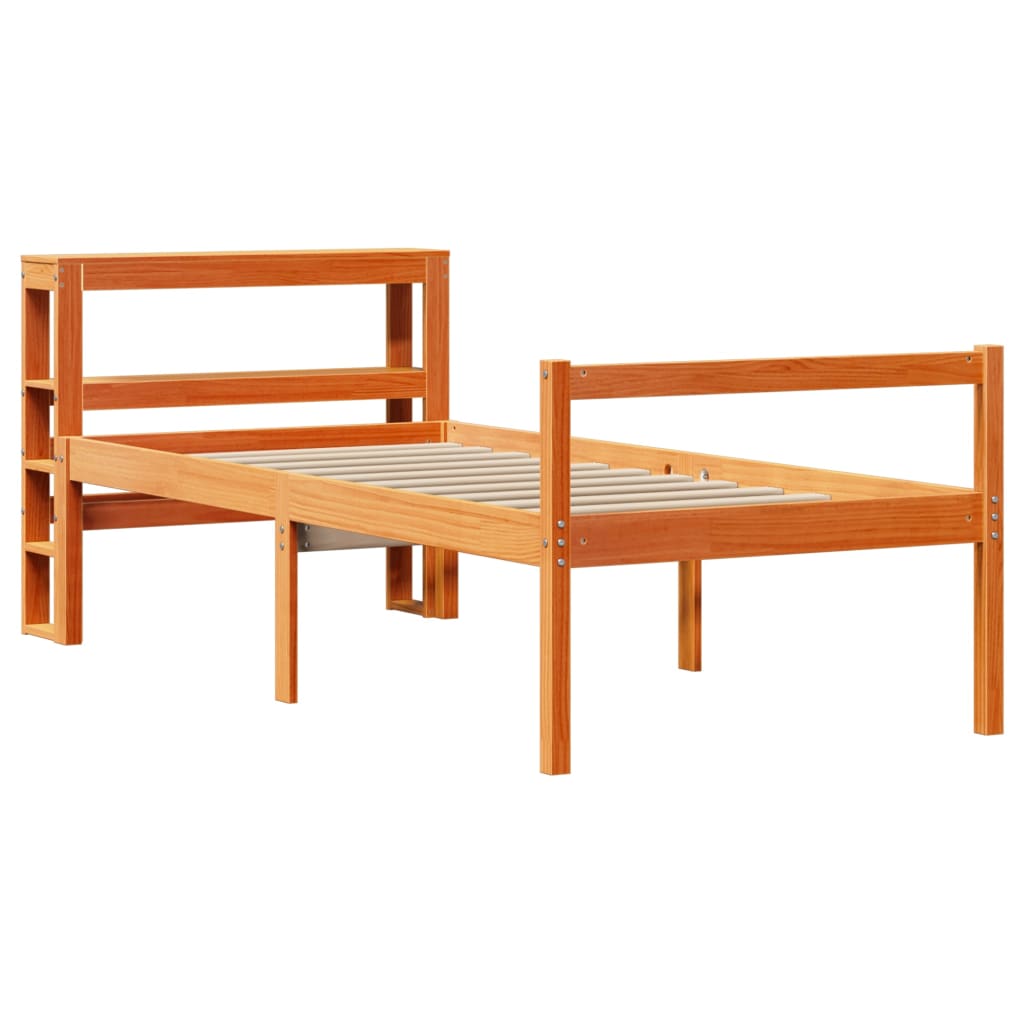 vidaXL Bed Frame with Headboard without Mattress Wax Brown 75x190 cm
