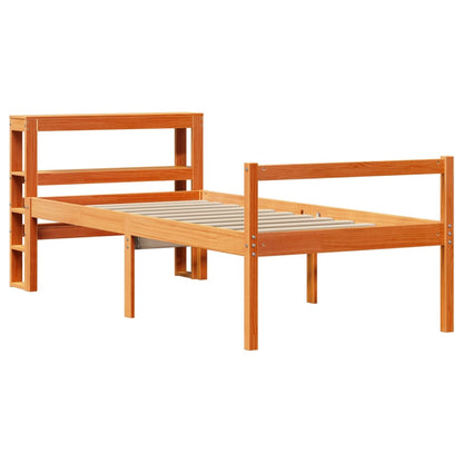 vidaXL Bed Frame with Headboard without Mattress Wax Brown 75x190 cm