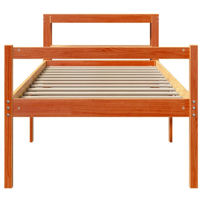 vidaXL Bed Frame with Headboard without Mattress Wax Brown 75x190 cm