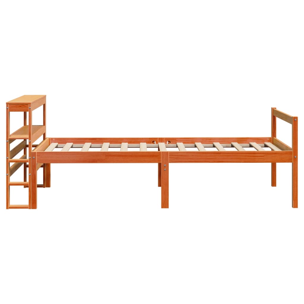 vidaXL Bed Frame with Headboard without Mattress Wax Brown 75x190 cm