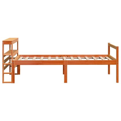 vidaXL Bed Frame with Headboard without Mattress Wax Brown 75x190 cm