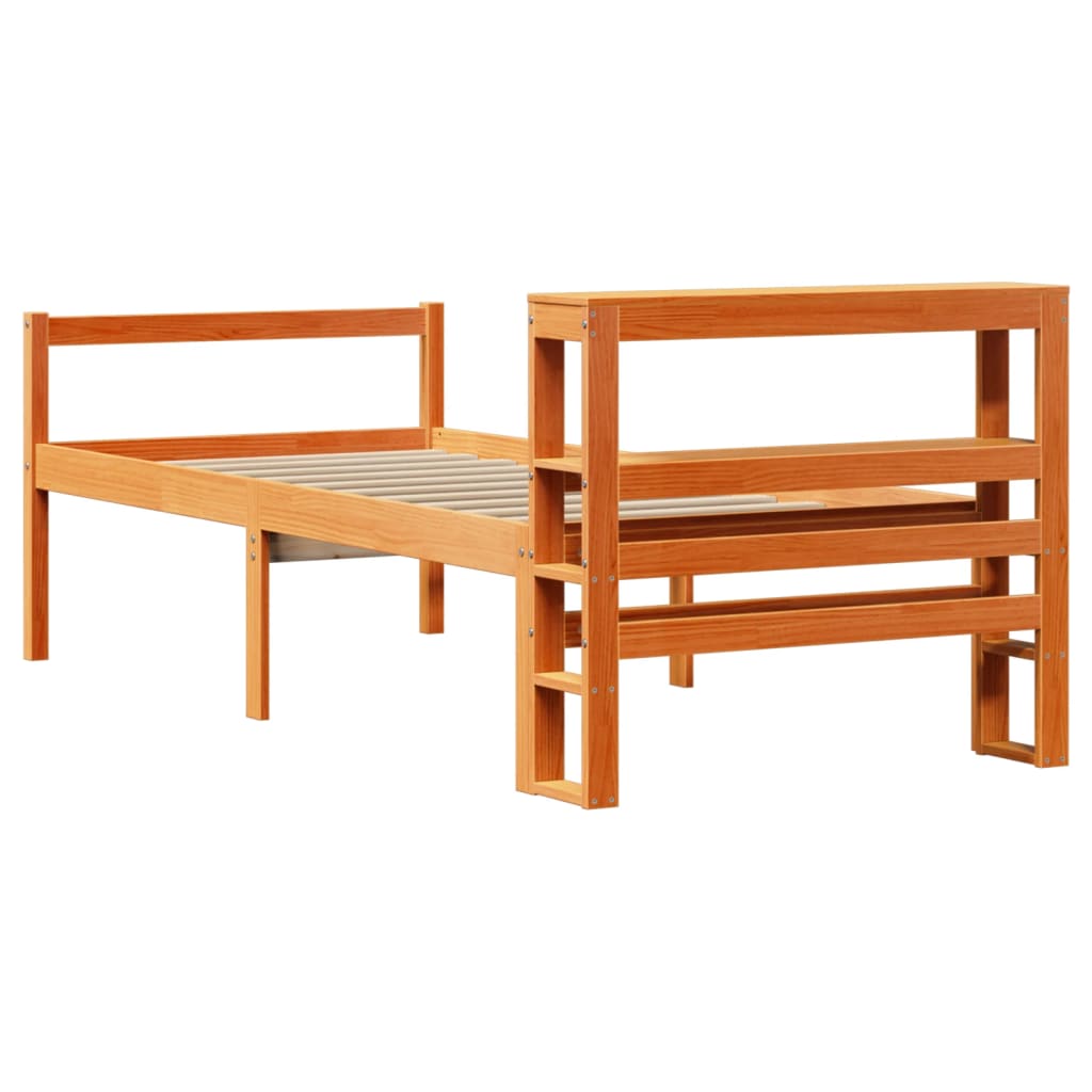 vidaXL Bed Frame with Headboard without Mattress Wax Brown 75x190 cm