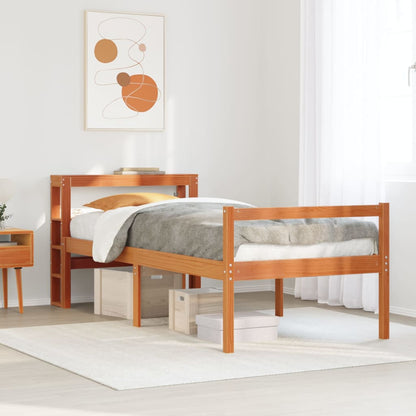 vidaXL Bed Frame with Headboard without Mattress Wax Brown 75x190 cm