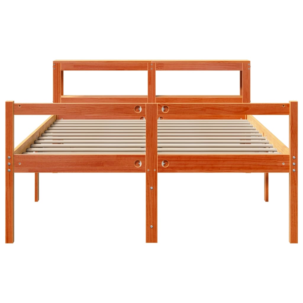 vidaXL Bed Frame with Headboard without Mattress Wax Brown 120x200 cm