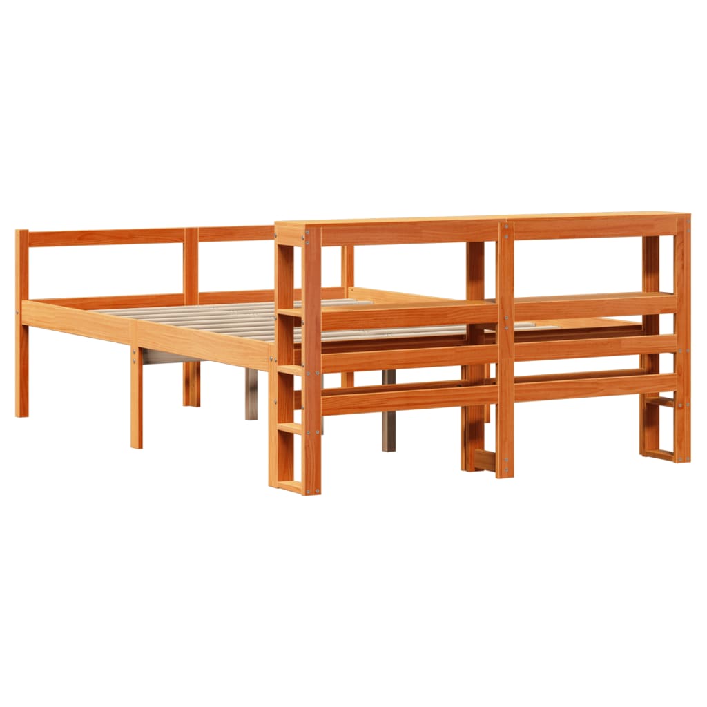 vidaXL Bed Frame with Headboard without Mattress Wax Brown 120x200 cm