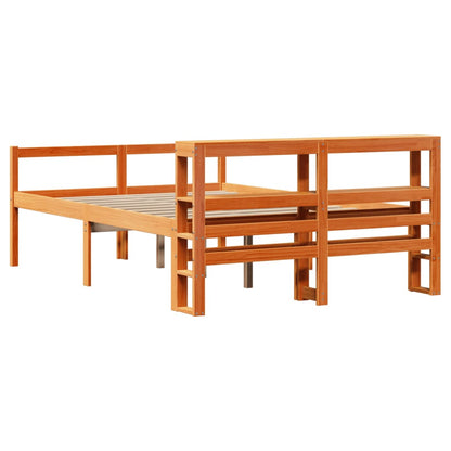 vidaXL Bed Frame with Headboard without Mattress Wax Brown 120x200 cm