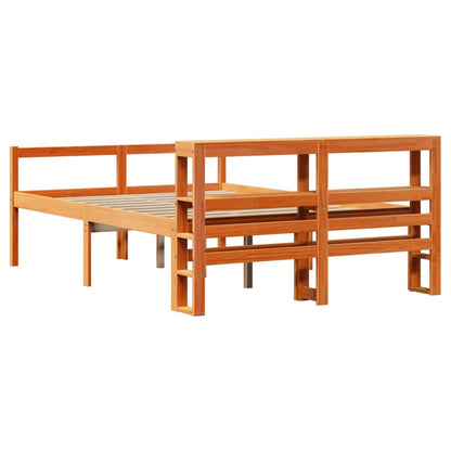 vidaXL Bed Frame with Headboard without Mattress Wax Brown 140x200 cm