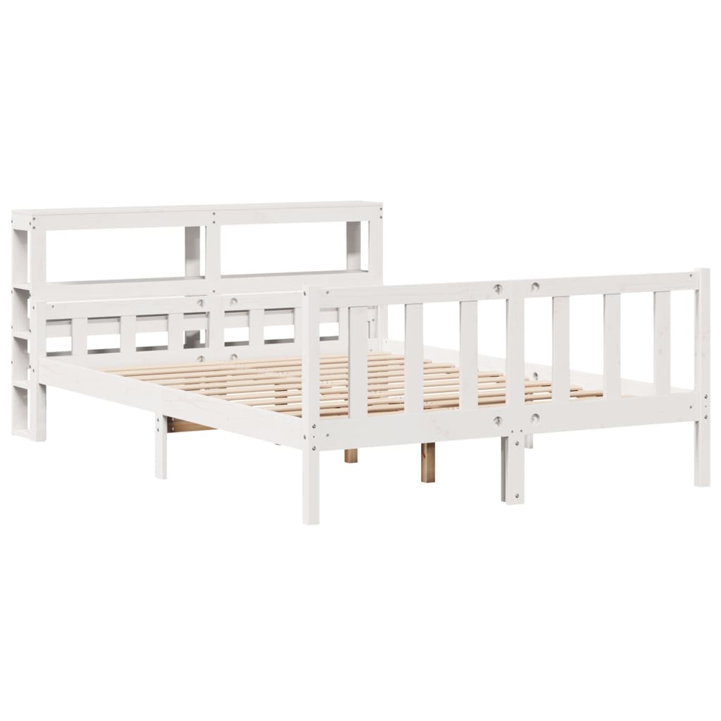 vidaXL Bed Frame without Mattress White 150x200 cm King Size Solid Wood Pine