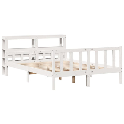 vidaXL Bed Frame without Mattress White 150x200 cm King Size Solid Wood Pine