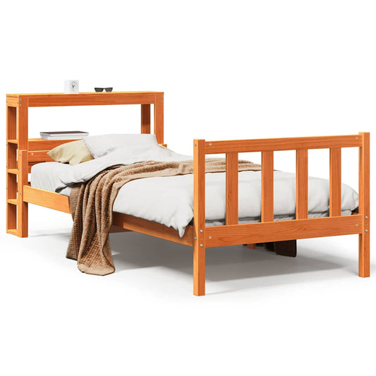 vidaXL Bed Frame with Headboard without Mattress Wax Brown 75x190 cm Small Single