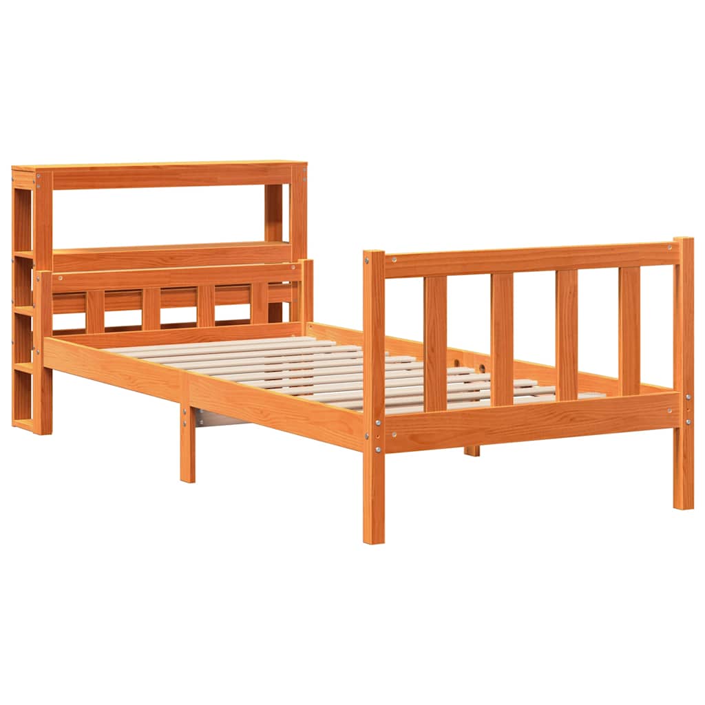 vidaXL Bed Frame with Headboard without Mattress Wax Brown 75x190 cm Small Single