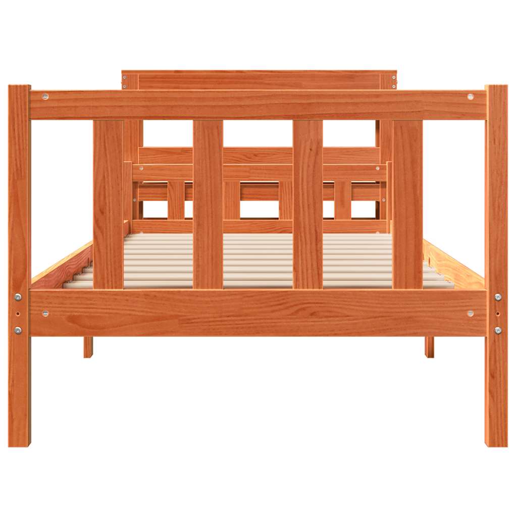 vidaXL Bed Frame with Headboard without Mattress Wax Brown 75x190 cm Small Single