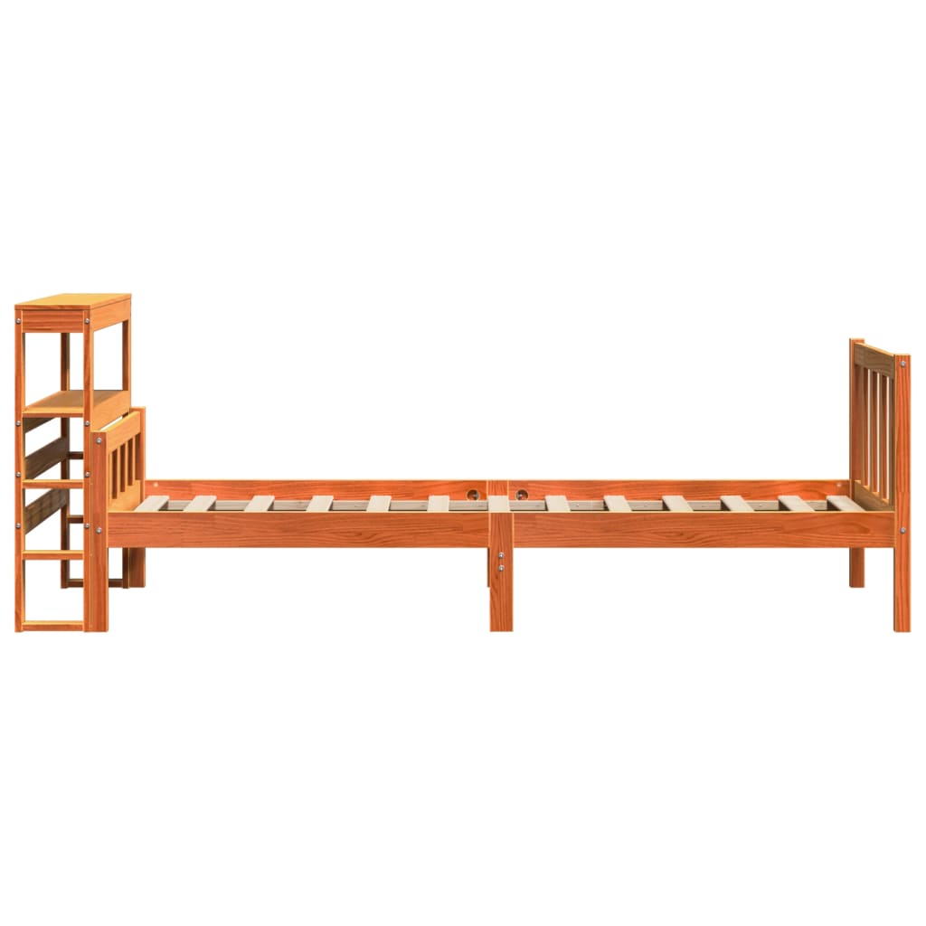 vidaXL Bed Frame with Headboard without Mattress Wax Brown 75x190 cm Small Single