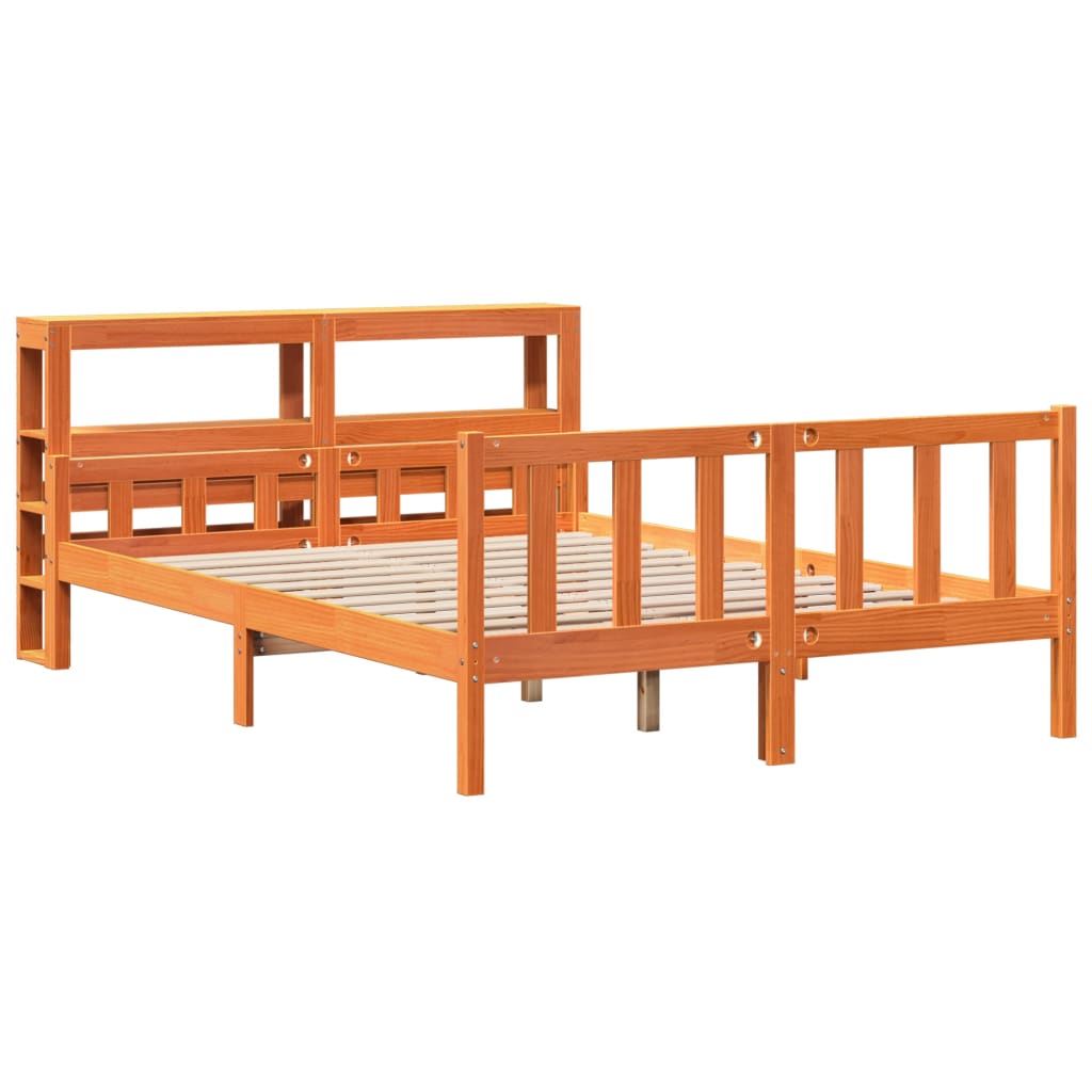 vidaXL Bed Frame with Headboard without Mattress Wax Brown 150x200 cm King Size