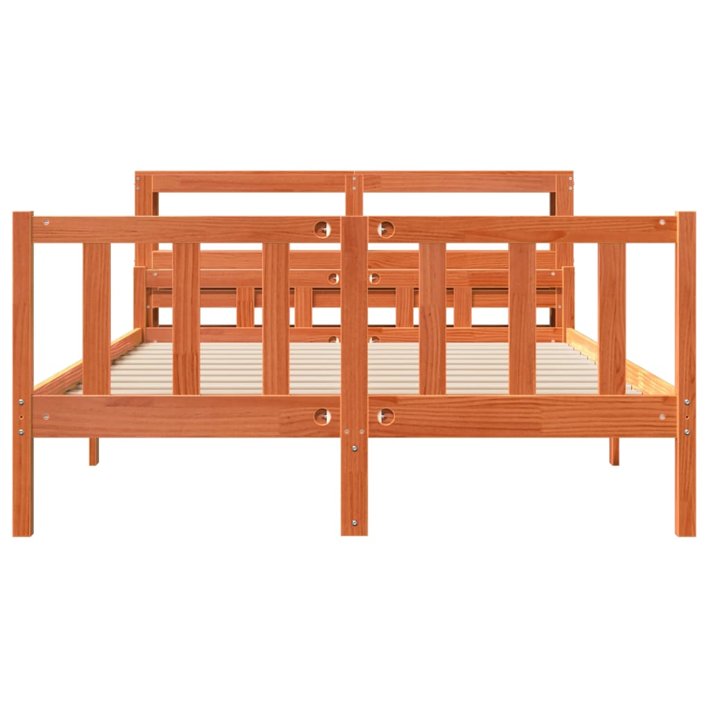 vidaXL Bed Frame with Headboard without Mattress Wax Brown 150x200 cm King Size