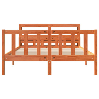 vidaXL Bed Frame with Headboard without Mattress Wax Brown 150x200 cm King Size