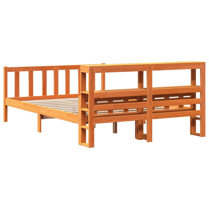 vidaXL Bed Frame with Headboard without Mattress Wax Brown 150x200 cm King Size