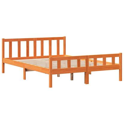 vidaXL Bed Frame with Headboard without Mattress Wax Brown 150x200 cm King Size
