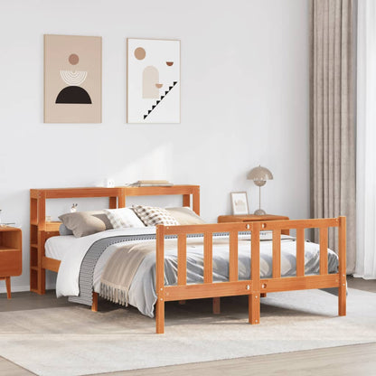 vidaXL Bed Frame with Headboard without Mattress Wax Brown 160x200 cm