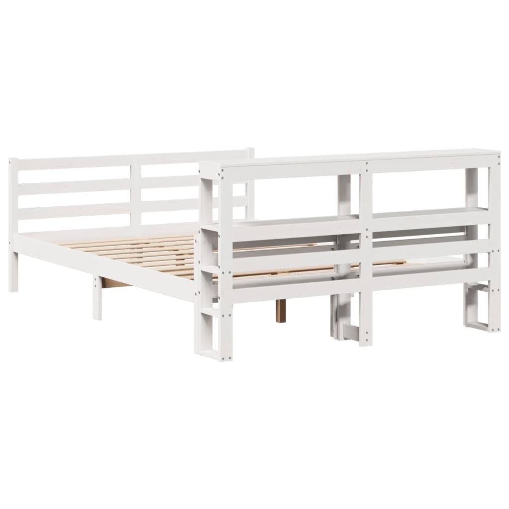 vidaXL Bed Frame with Headboard without Mattress White 150x200 cm King Size