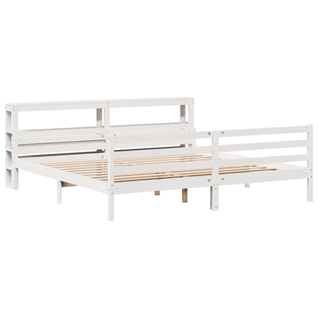 vidaXL Bed Frame with Headboard without Mattress White 200x200 cm