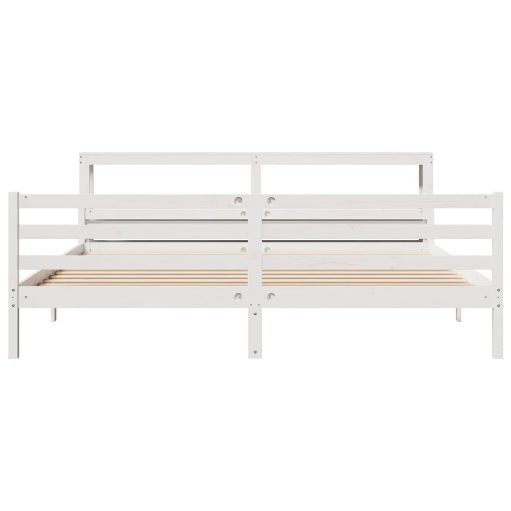 vidaXL Bed Frame with Headboard without Mattress White 200x200 cm