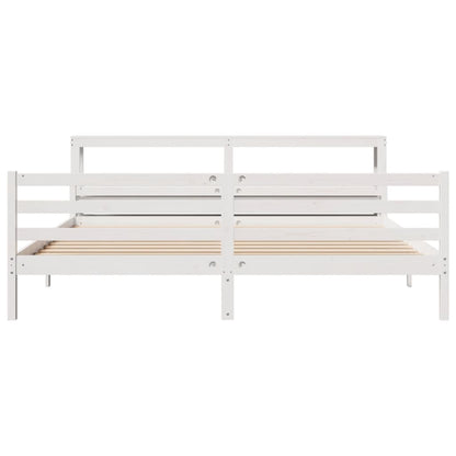 vidaXL Bed Frame with Headboard without Mattress White 200x200 cm