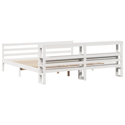 vidaXL Bed Frame with Headboard without Mattress White 200x200 cm