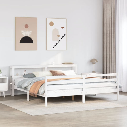 vidaXL Bed Frame with Headboard without Mattress White 200x200 cm