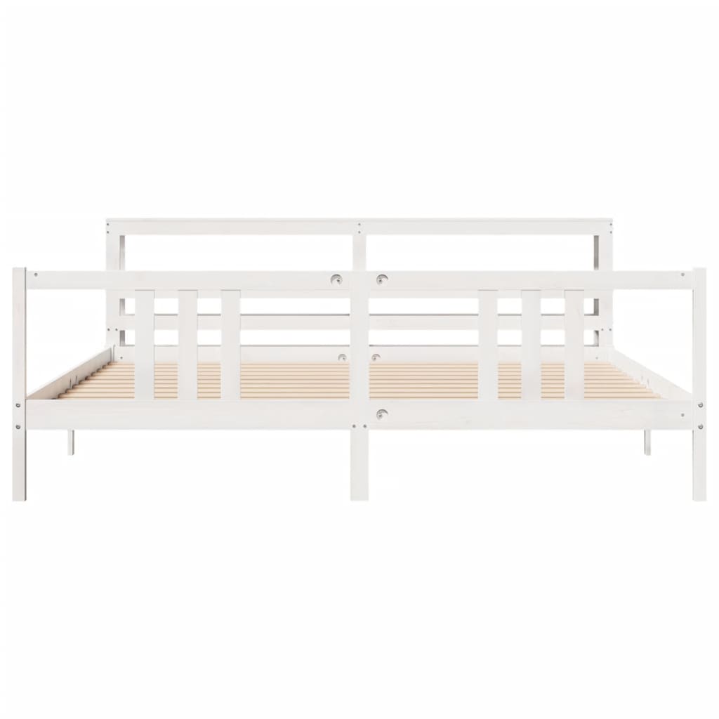 vidaXL Bed Frame with Headboard without Mattress White 200x200 cm