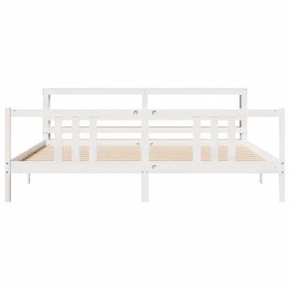 vidaXL Bed Frame with Headboard without Mattress White 200x200 cm