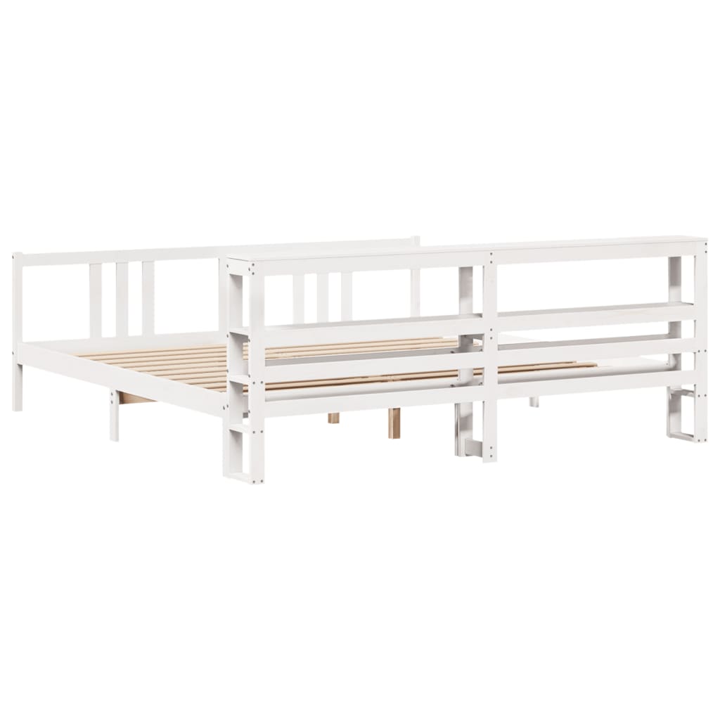 vidaXL Bed Frame with Headboard without Mattress White 200x200 cm
