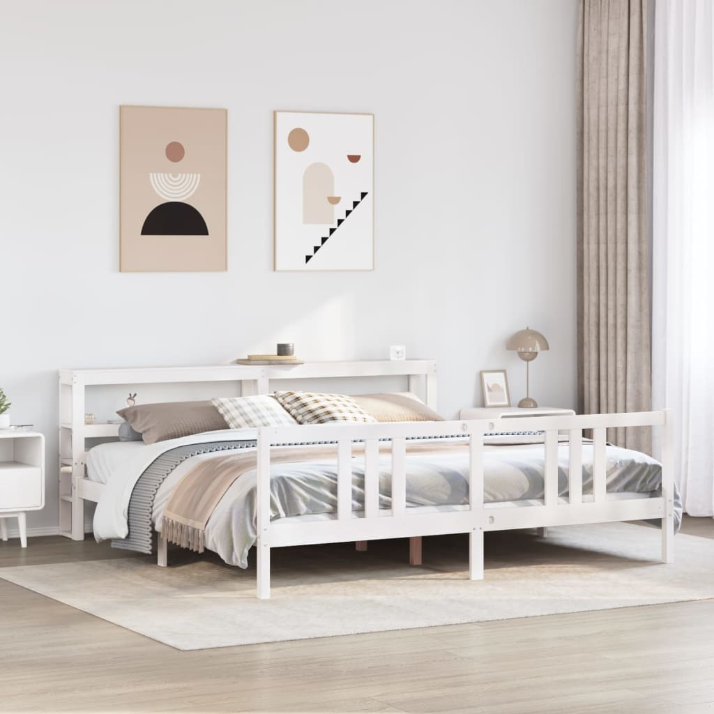 vidaXL Bed Frame with Headboard without Mattress White 200x200 cm