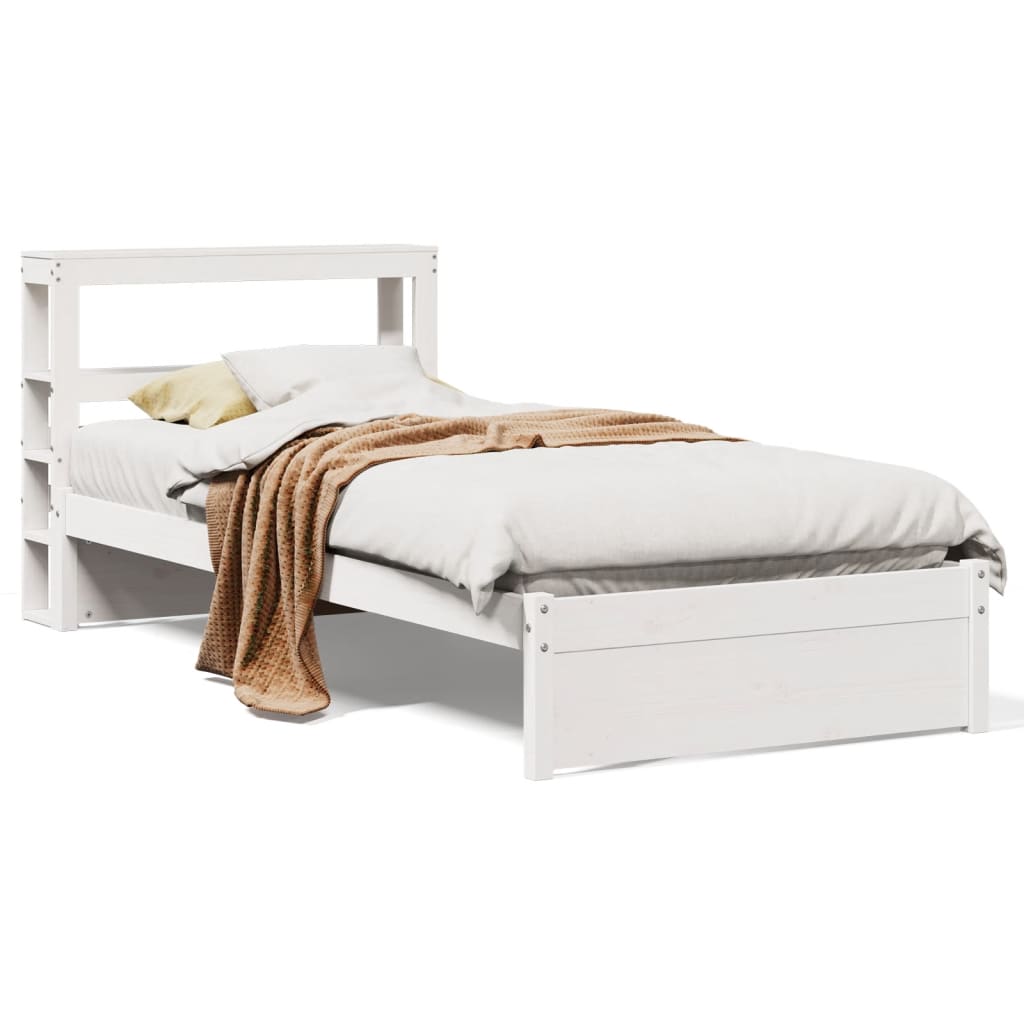 vidaXL Bed Frame with Headboard without Mattress White 75x190 cm