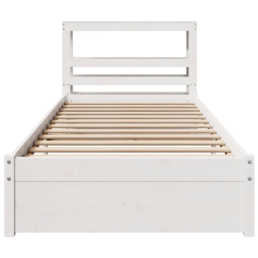 vidaXL Bed Frame with Headboard without Mattress White 75x190 cm