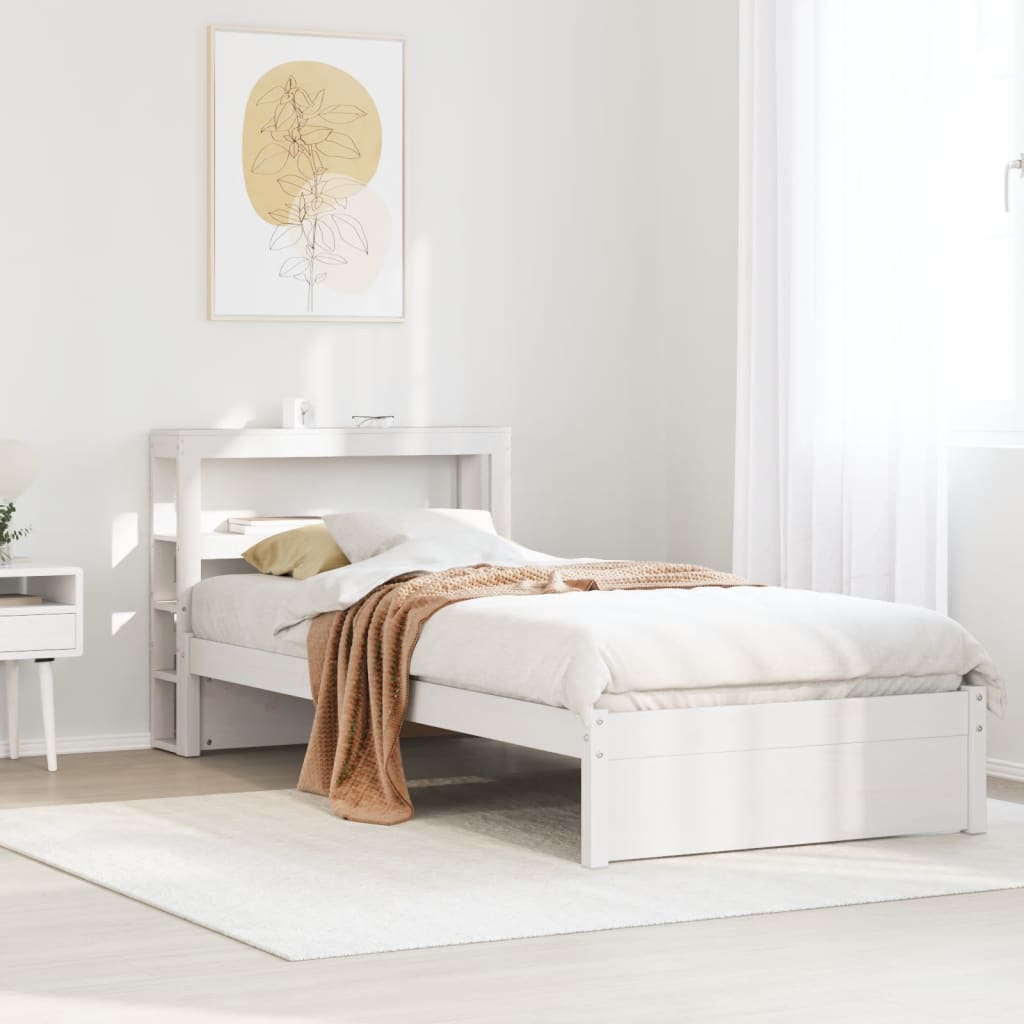 vidaXL Bed Frame with Headboard without Mattress White 75x190 cm