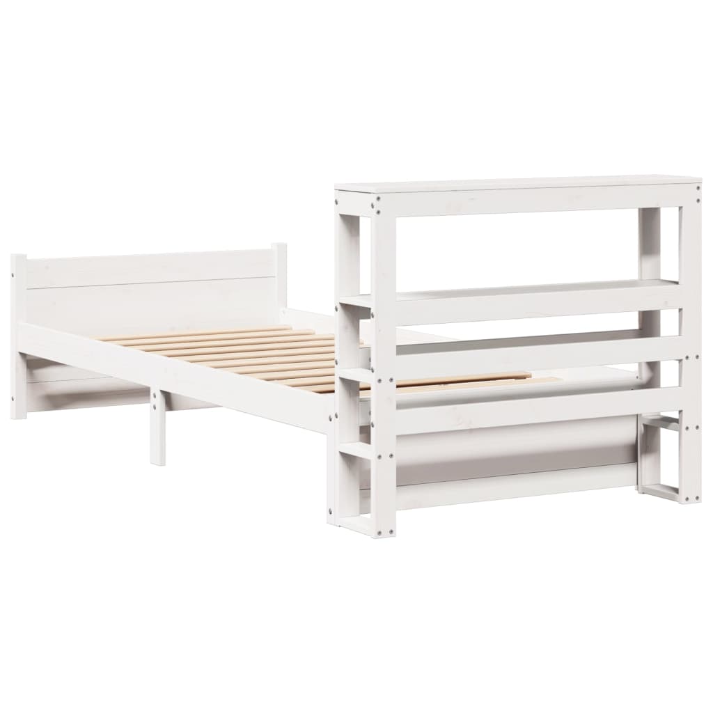 vidaXL Bed Frame with Headboard without Mattress White 90x190 cm Single