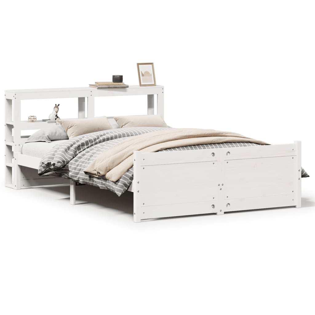 vidaXL Bed Frame with Headboard without Mattress White 120x200 cm