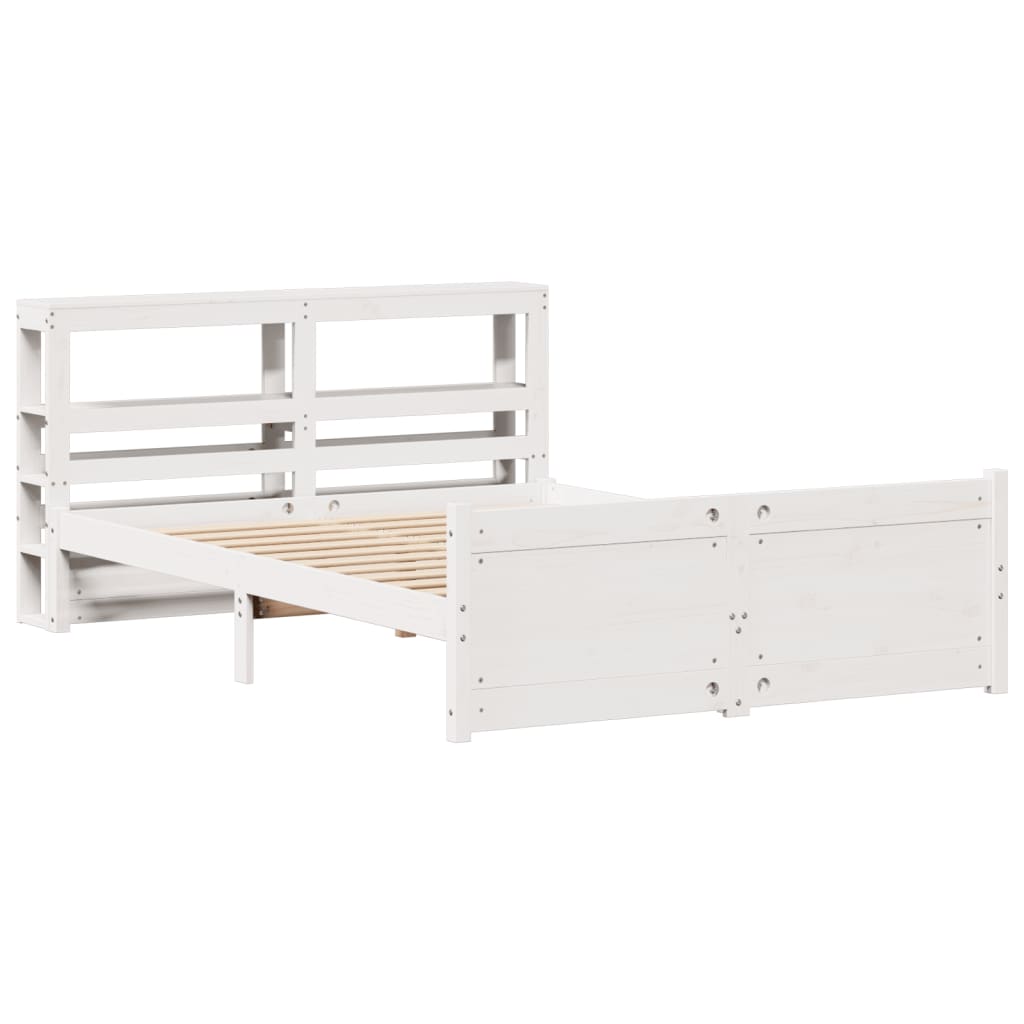 vidaXL Bed Frame with Headboard without Mattress White 120x200 cm