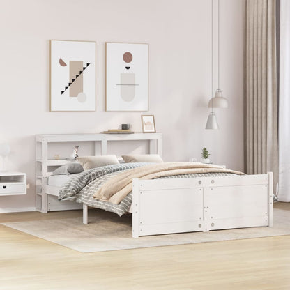 vidaXL Bed Frame with Headboard without Mattress White 120x200 cm