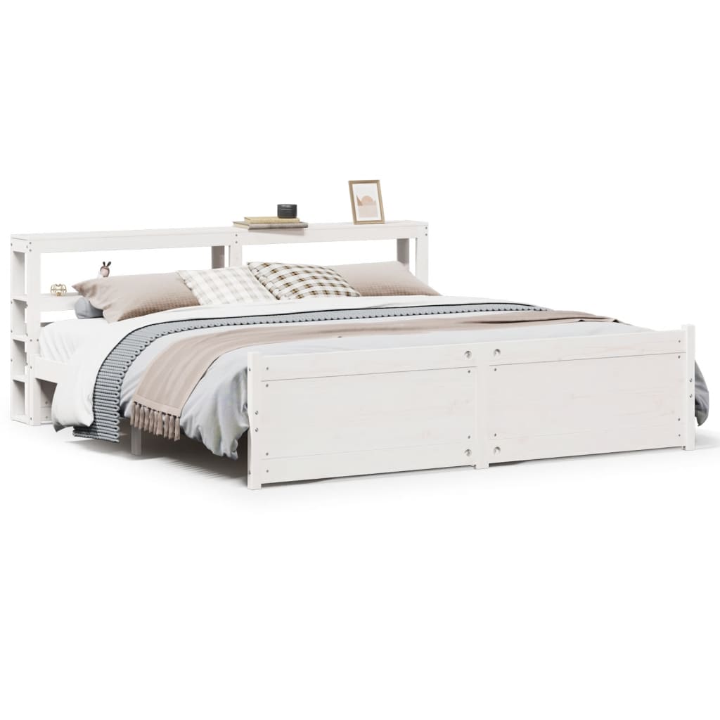 vidaXL Bed Frame with Headboard without Mattress White 180x200 cm Super King