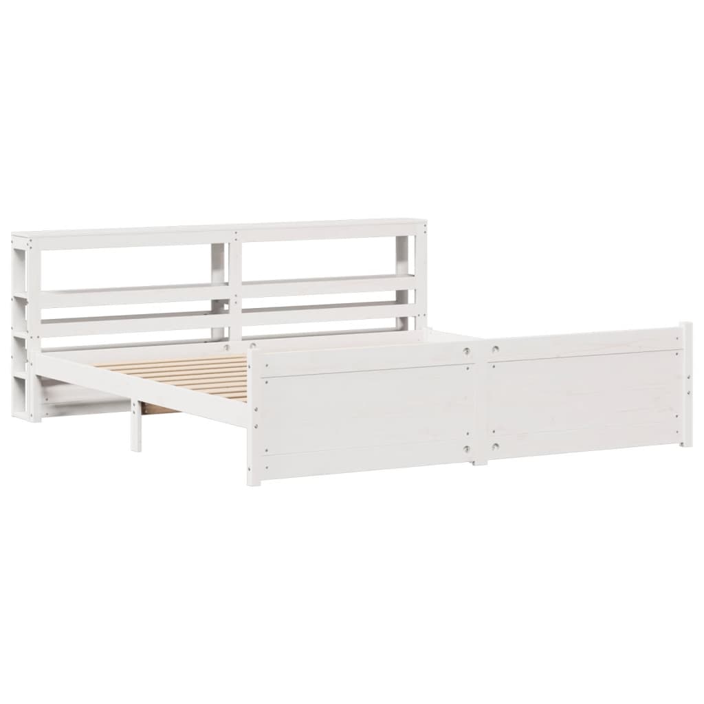 vidaXL Bed Frame with Headboard without Mattress White 180x200 cm Super King