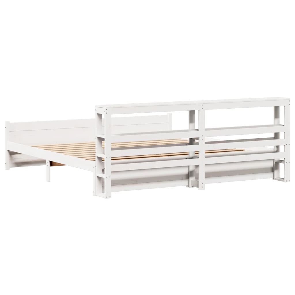 vidaXL Bed Frame with Headboard without Mattress White 180x200 cm Super King
