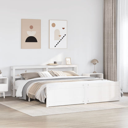 vidaXL Bed Frame with Headboard without Mattress White 180x200 cm Super King
