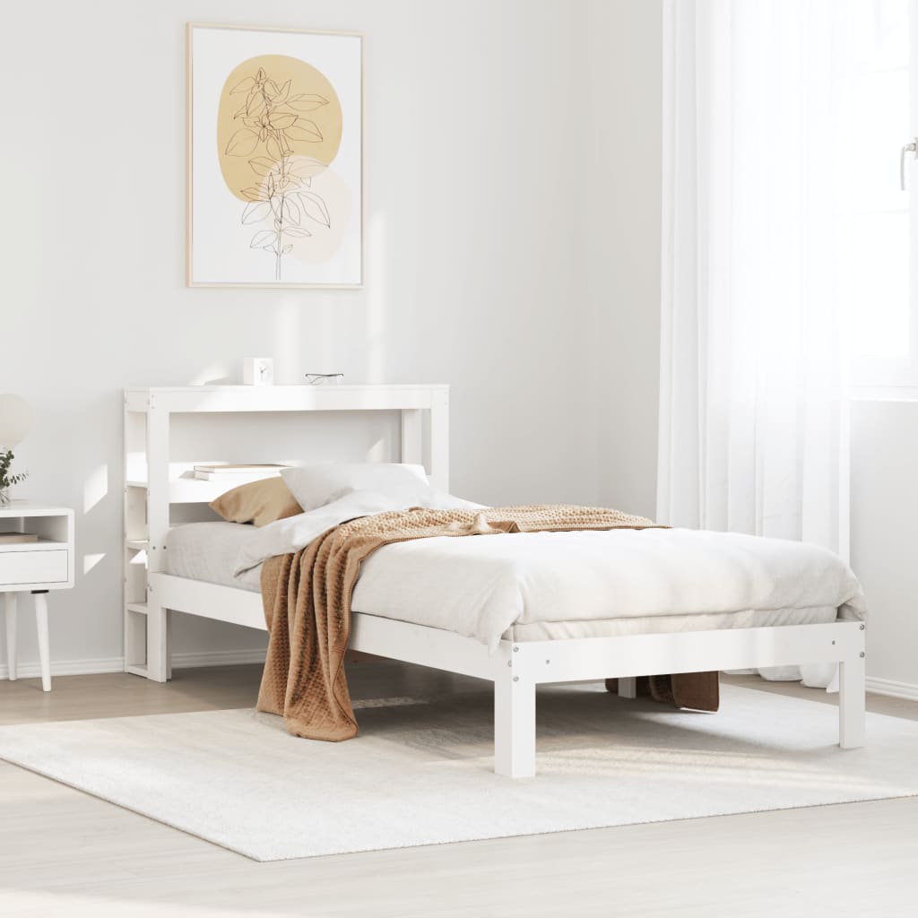 vidaXL Bed Frame with Headboard without Mattress White 75x190 cm Small Single
