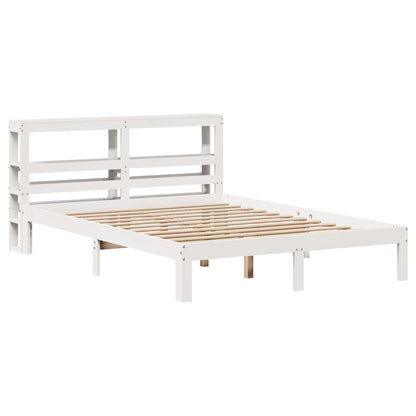 vidaXL Bed Frame with Headboard without Mattress White 140x190 cm