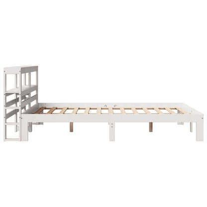 vidaXL Bed Frame with Headboard without Mattress White 140x190 cm