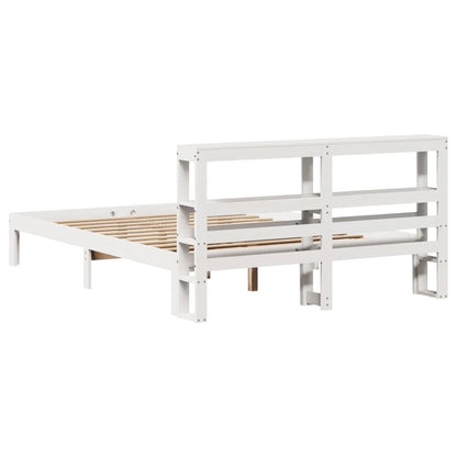 vidaXL Bed Frame with Headboard without Mattress White 140x190 cm