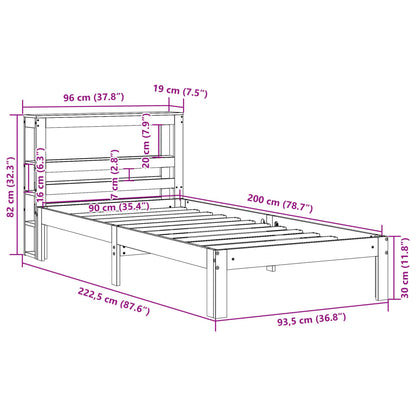 vidaXL Bed Frame with Headboard without Mattress 90x200 cm